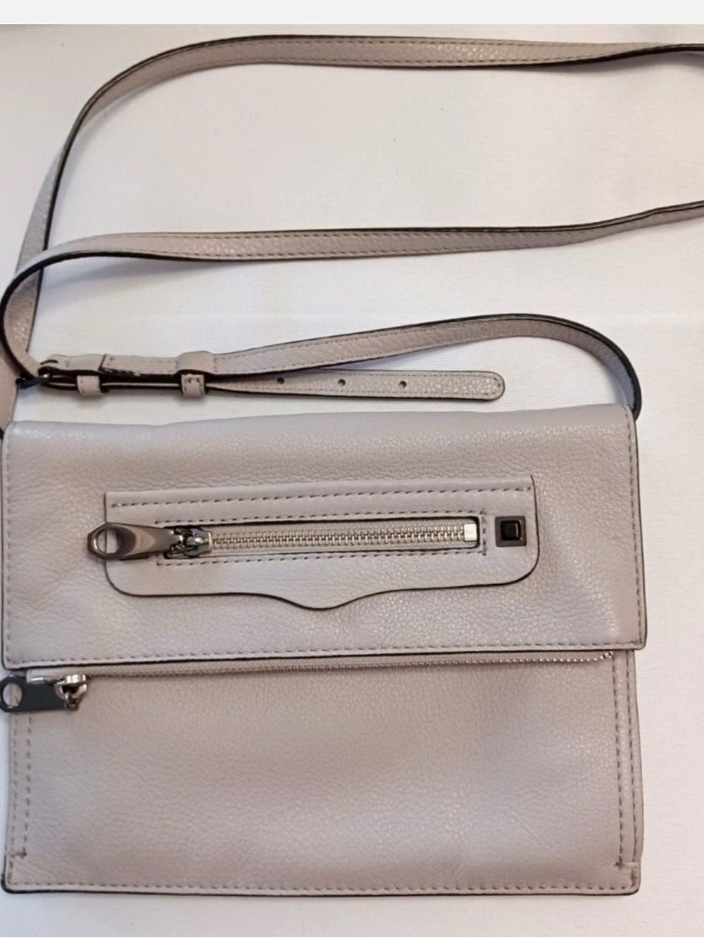 Rebecca Minkoff Pebbled Leather Crossbody in Light putty